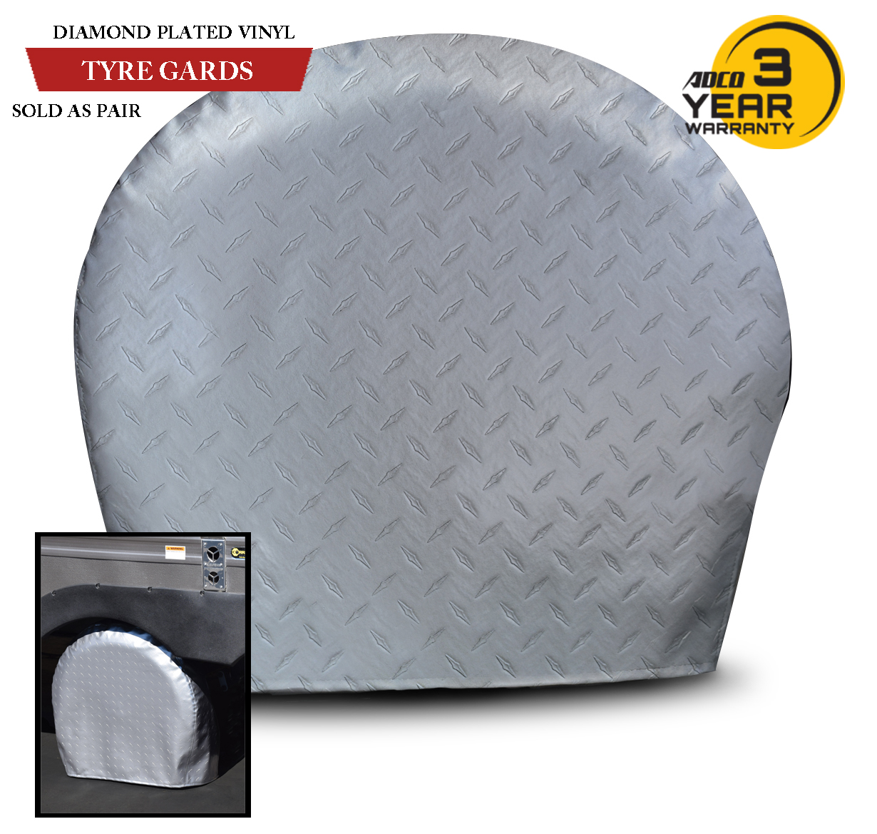TYRE GARDS DIAMOND PLATED VINYL TIRE COVER (SET OF 2) 1 33'' 35